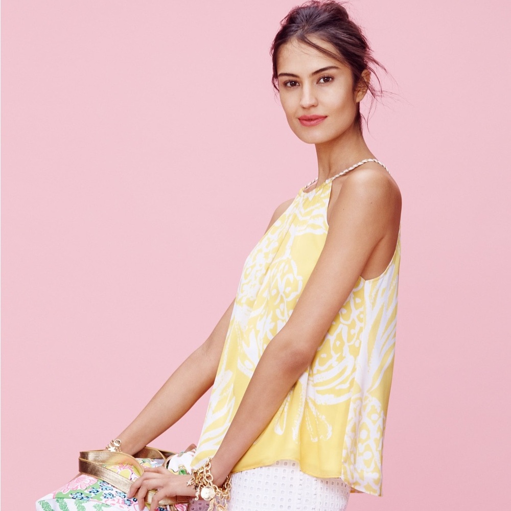 Lily Pulitzer for Target Yellow Chiffon Tank Top- Size M